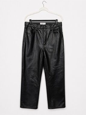 Abercrombie & Fitch Black Faux Leather Pant | 90s Straight | High Rise | Size 30